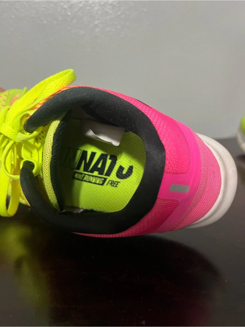 Nike Women’s Neon Yellow and Pink Gradient Running Sneakers